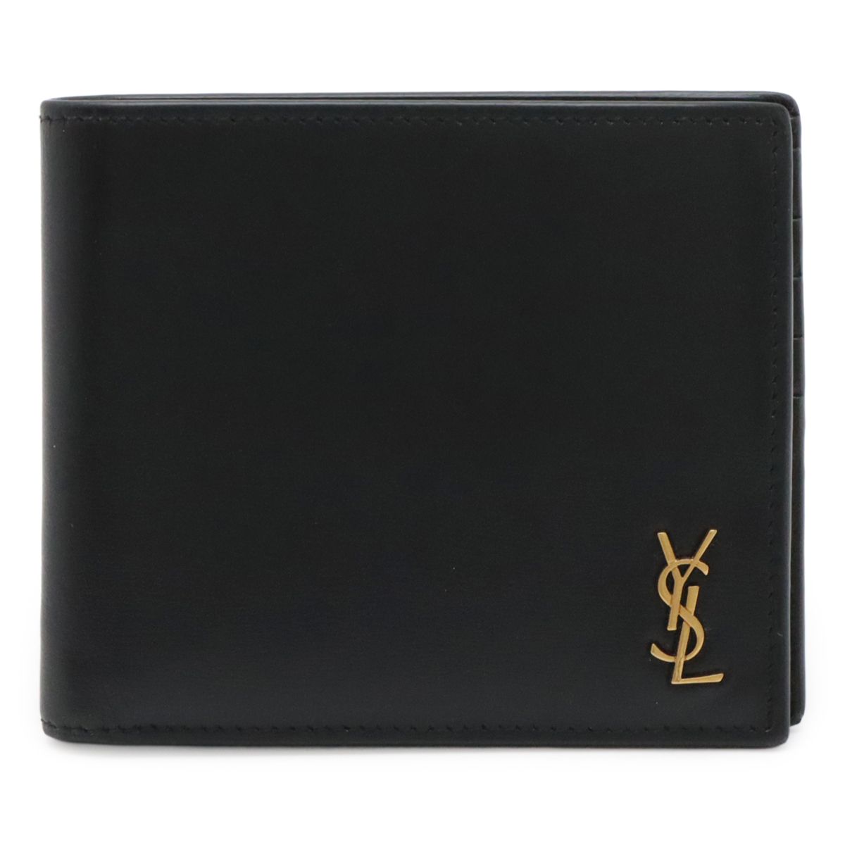 Saint Laurent Paris YSL Yves Tiny Cassandra Logo Bifold Billfold Wallet Leather