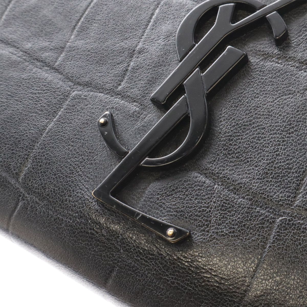 Saint Laurent Paris YSL Yves Zip Around Wallet Croco Like Leather Black — view 4