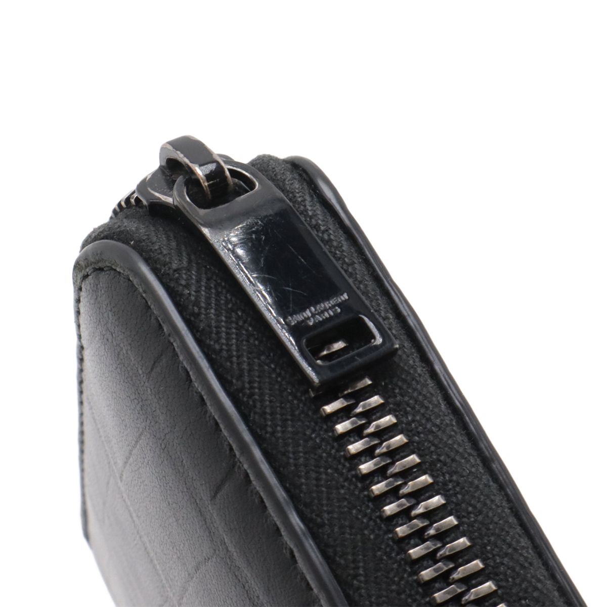 Saint Laurent Paris YSL Yves Zip Around Wallet Croco Like Leather Black — view 5
