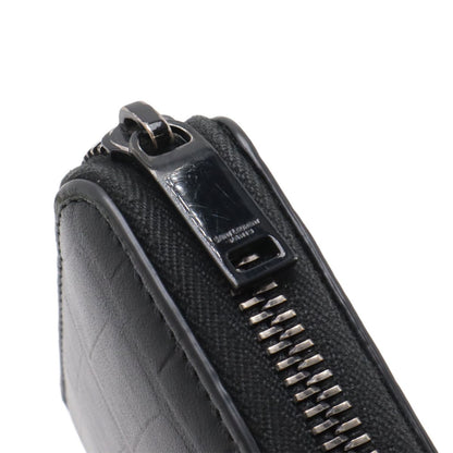 Saint Laurent Paris YSL Yves Zip Around Wallet Croco Like Leather Black — view 5