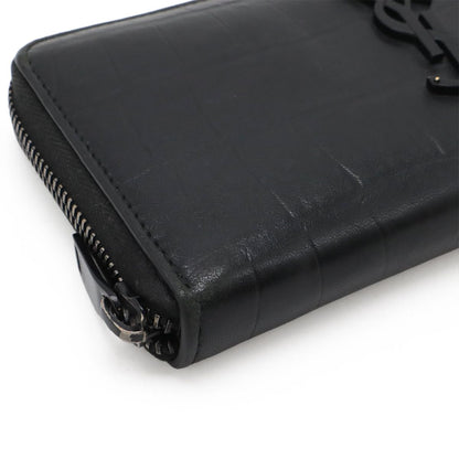 Saint Laurent Paris YSL Yves Zip Around Wallet Croco Like Leather Black — view 3
