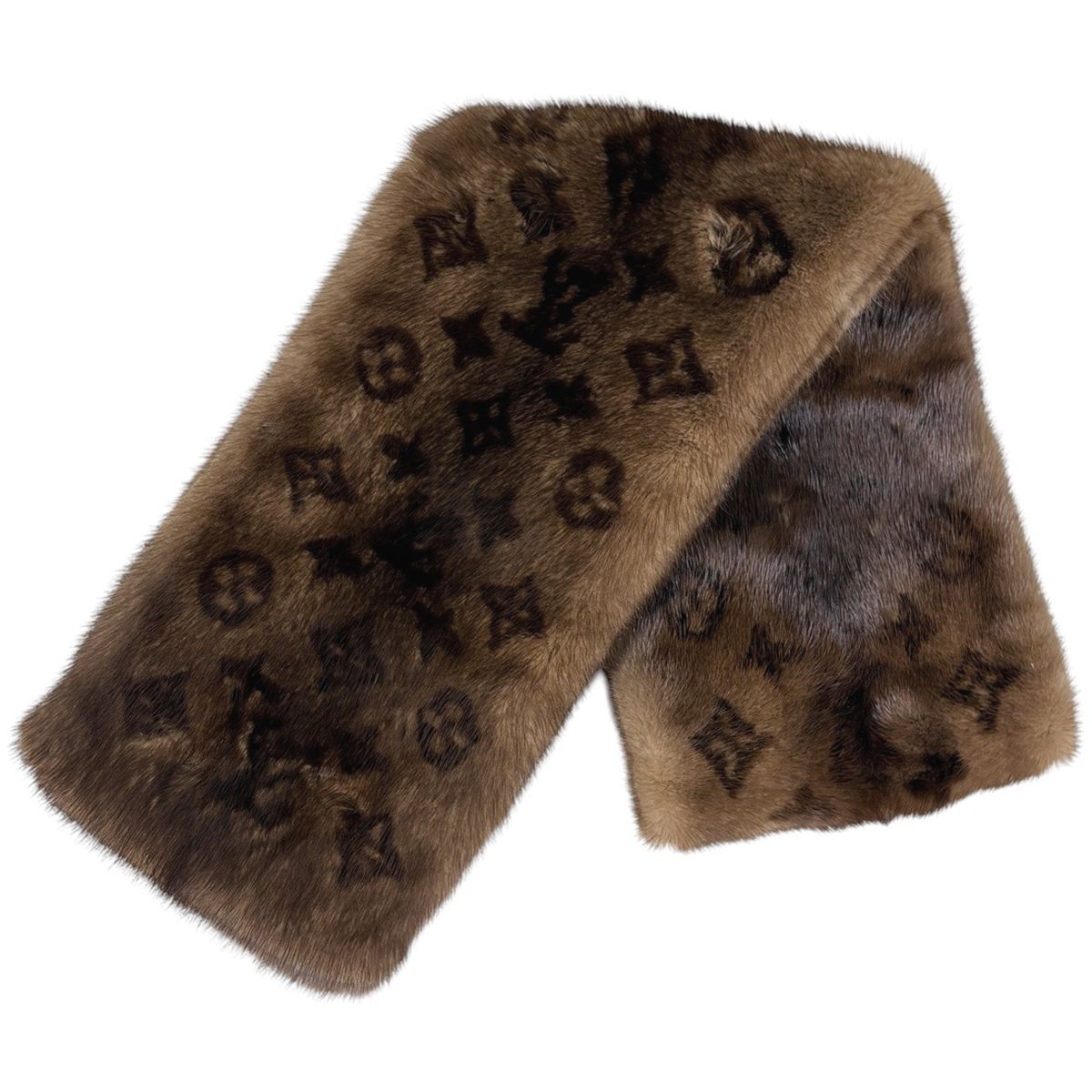 Louis Vuitton Echarpe Logo Scarf Monogram Mink Silk Brown