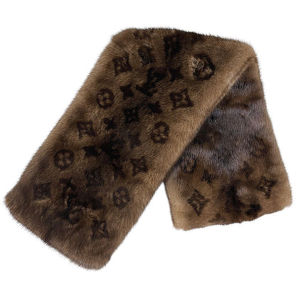 Louis Vuitton Echarpe Logo Scarf Monogram Mink Silk Brown