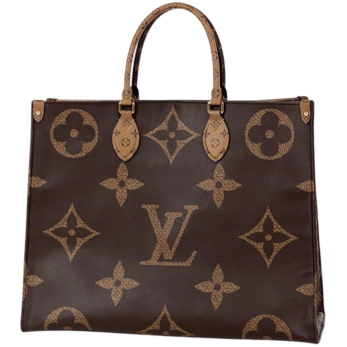 Louis Vuitton On The Go GM 2-Way Shoulder Bag Monogram Giant Tote Reverse Brown