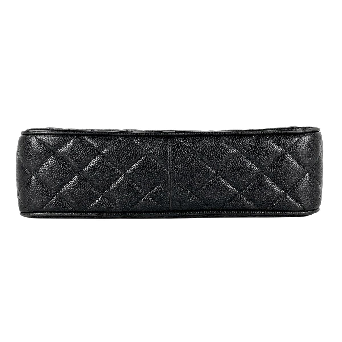 Chanel CC Logo Chain Shoulder Bag Quilted Caviar Leather Black — view 5