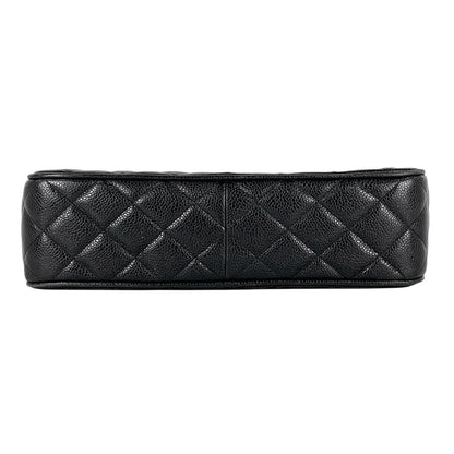 Chanel CC Logo Chain Shoulder Bag Quilted Caviar Leather Black — view 5