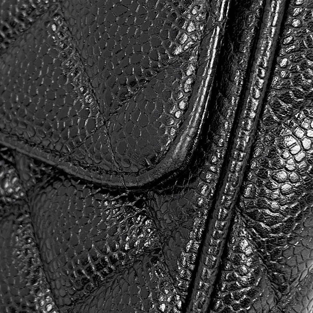 Chanel CC Logo Chain Shoulder Bag Quilted Caviar Leather Black — view 7
