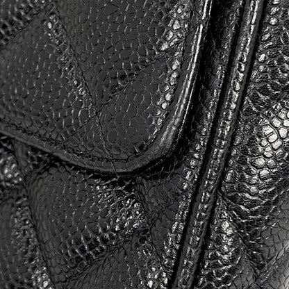 Chanel CC Logo Chain Shoulder Bag Quilted Caviar Leather Black — view 7