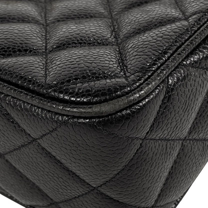 Chanel CC Logo Chain Shoulder Bag Quilted Caviar Leather Black — view 6