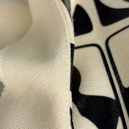 Chanel CC Logo Button Dress Flower All Over Pattern Skirt Wool White Black — view 8