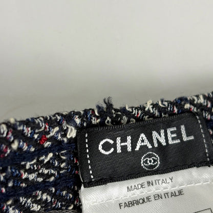 Chanel CC Logo Button Cardigan Knit Fringe Top Linen Silk Gray — view 8