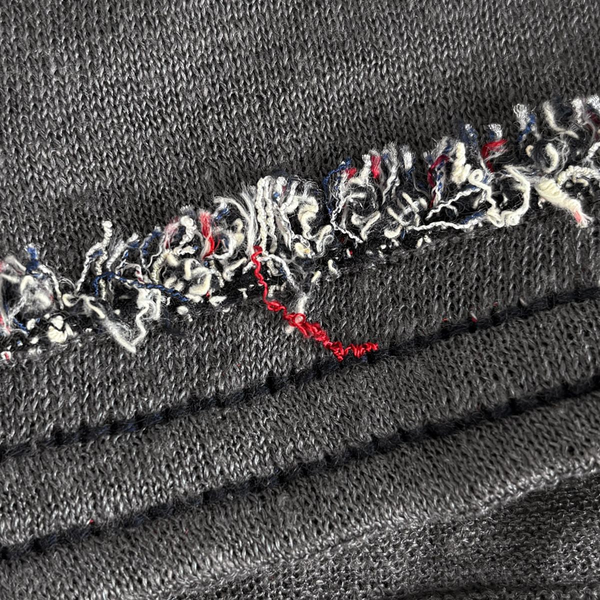 Chanel CC Logo Button Cardigan Knit Fringe Top Linen Silk Gray — view 3