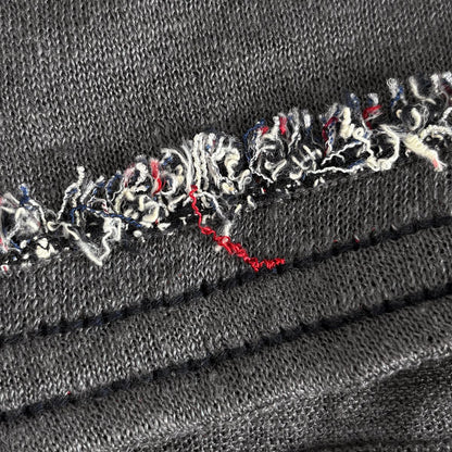 Chanel CC Logo Button Cardigan Knit Fringe Top Linen Silk Gray — view 3