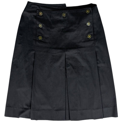 Chanel Logo Button Skirt Trapezoid Box Cotton Black