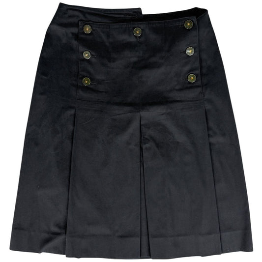 Chanel Logo Button Skirt Trapezoid Box Cotton Black