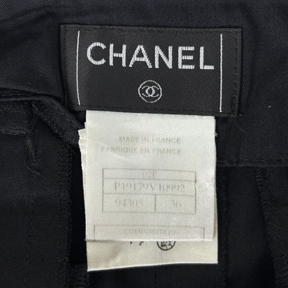 Chanel Logo Button Skirt Trapezoid Box Cotton Black — view 7