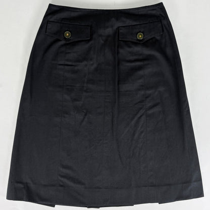 Chanel Logo Button Skirt Trapezoid Box Cotton Black — view 2