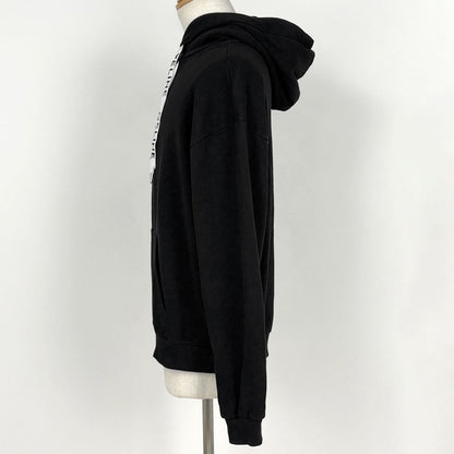 Celine Logo Pullover Cotton Fleece Hoodie Black — view 2