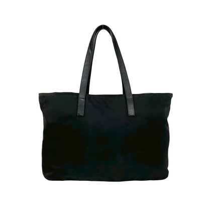 Prada Tessuto Nylon Leather Tote Shoulder Bag Black — view 3