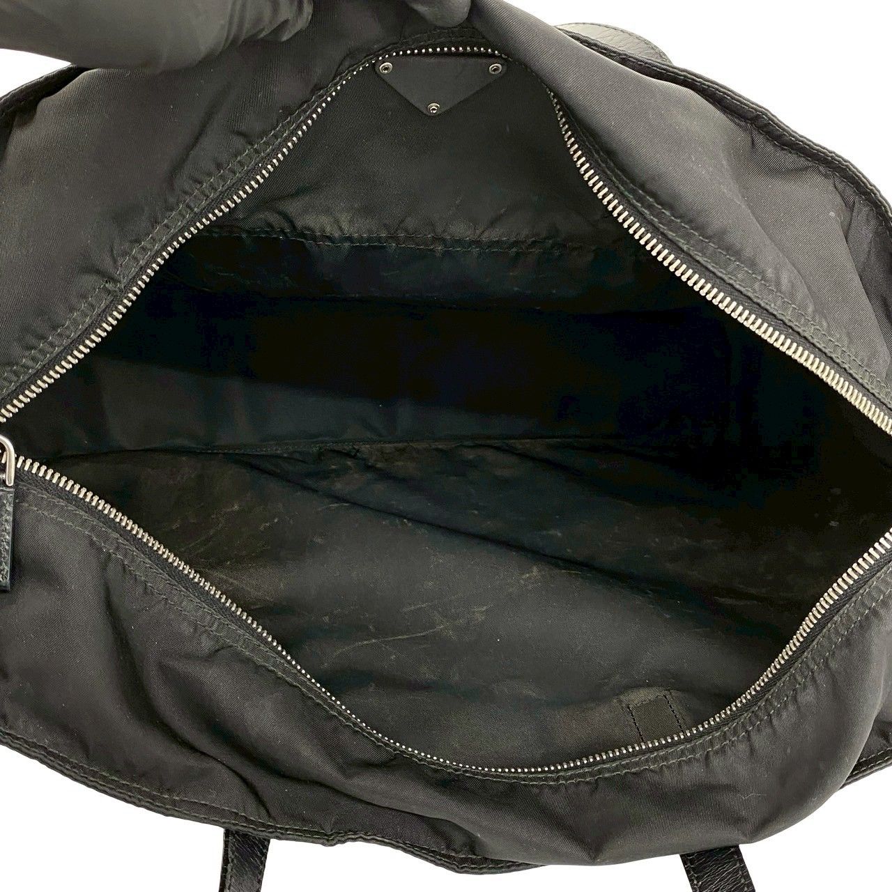 Prada Tessuto Nylon Leather Tote Shoulder Bag Black — view 9