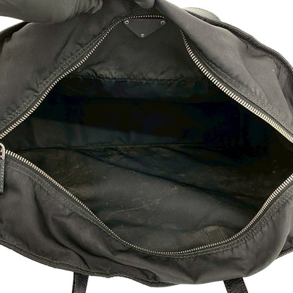 Prada Tessuto Nylon Leather Tote Shoulder Bag Black — view 9