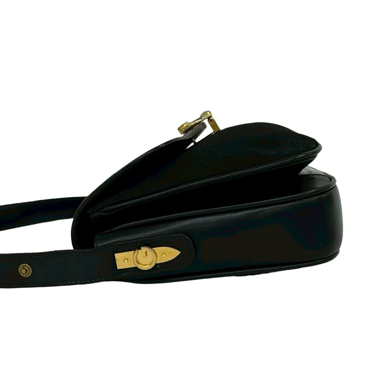 Gucci Vintage Micro GG Logo Canvas Leather Shoulder Bag Black — view 5