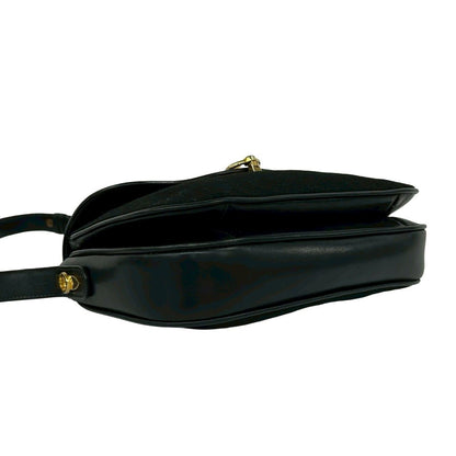 Gucci Vintage Micro GG Logo Canvas Leather Shoulder Bag Black — view 7
