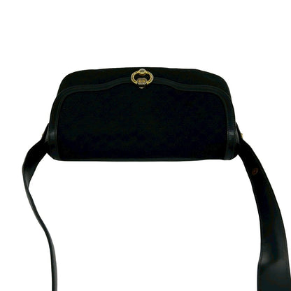 Gucci Vintage Micro GG Logo Canvas Leather Shoulder Bag Black — view 4