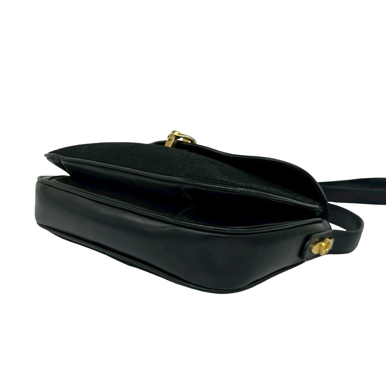 Gucci Vintage Micro GG Logo Canvas Leather Shoulder Bag Black — view 8