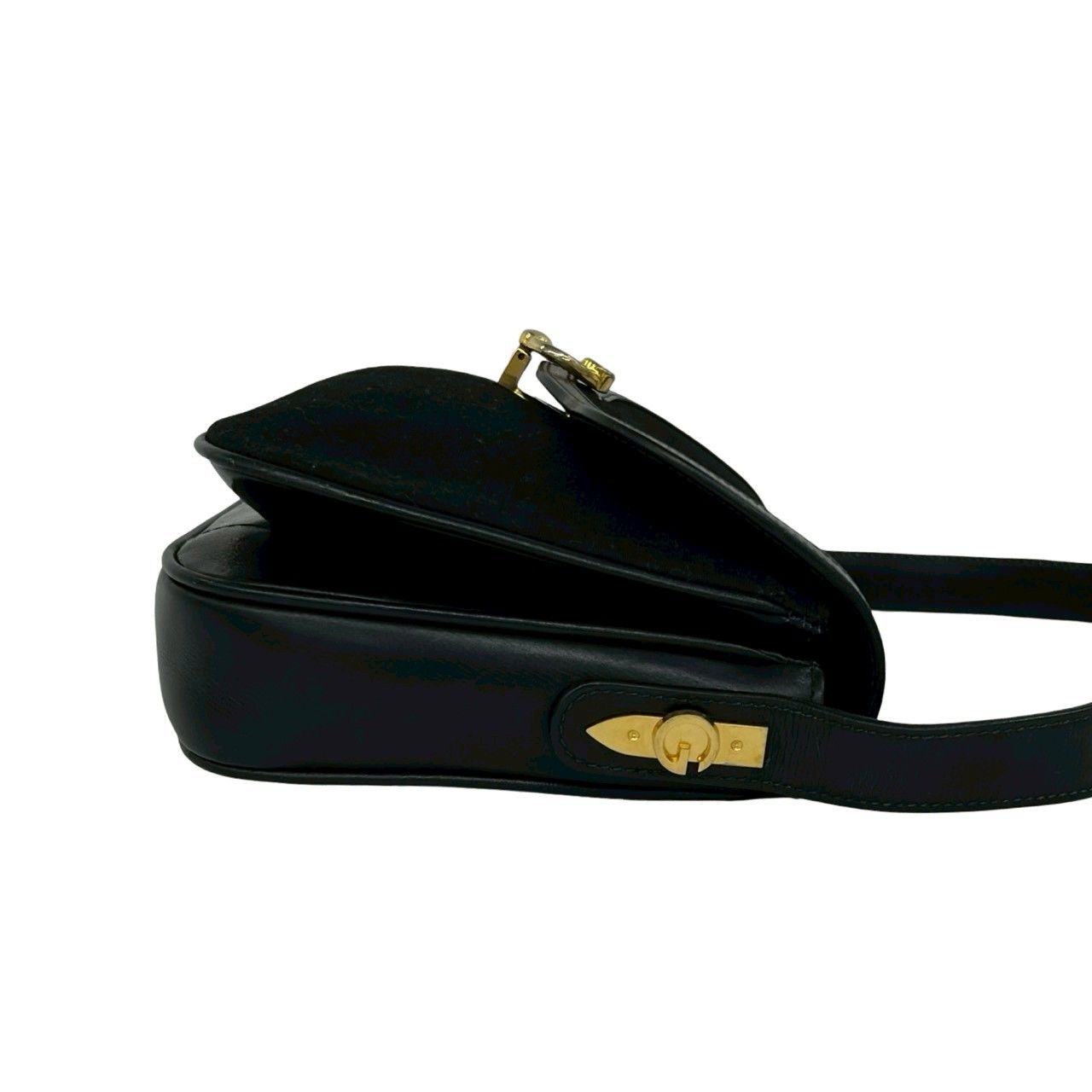 Gucci Vintage Micro GG Logo Canvas Leather Shoulder Bag Black — view 6