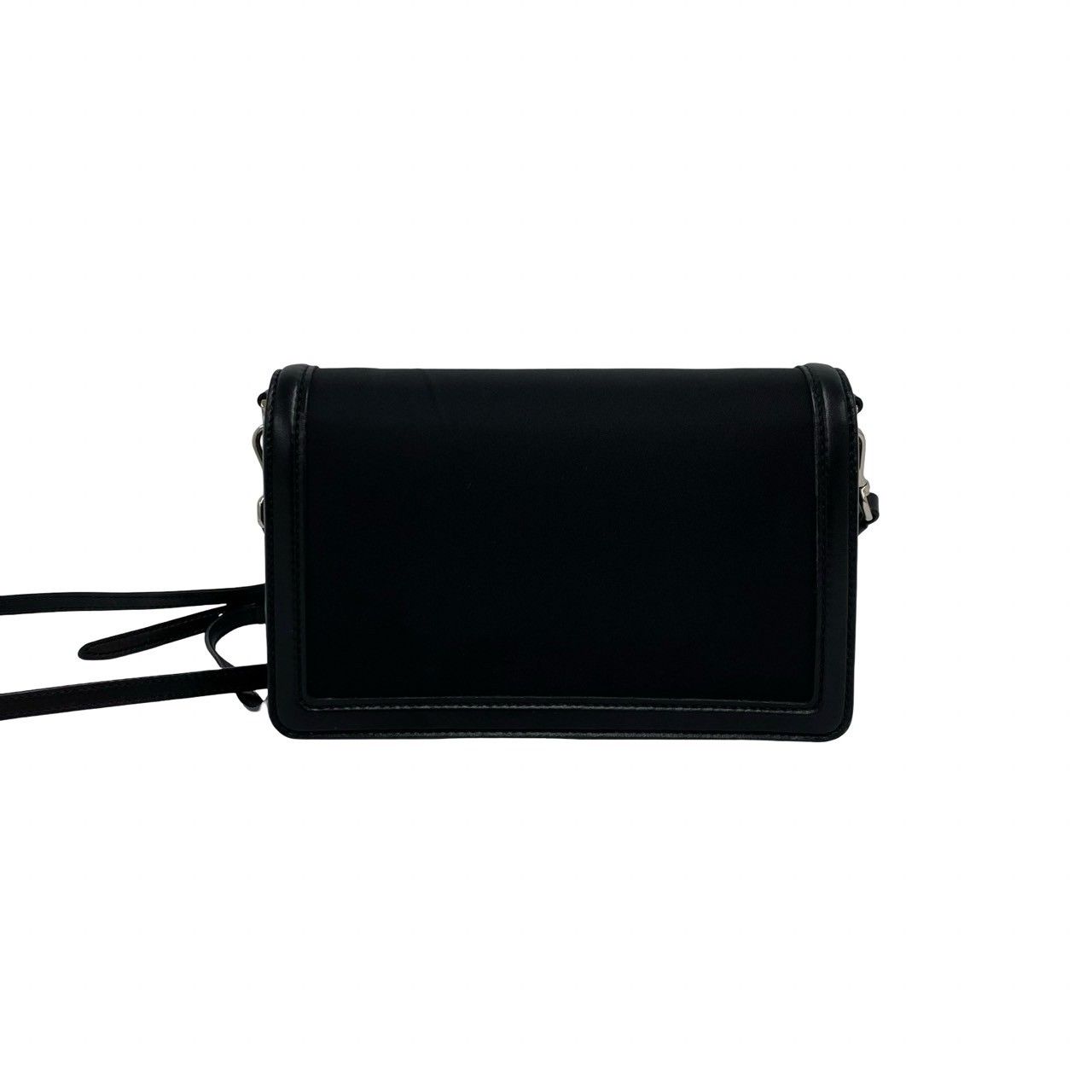 Prada Triangle Logo Nylon Leather 2-Way Chain Shoulder Bag Black — view 3