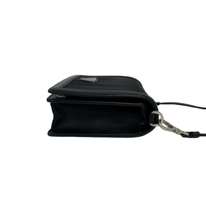Prada Triangle Logo Nylon Leather 2-Way Chain Shoulder Bag Black — view 6