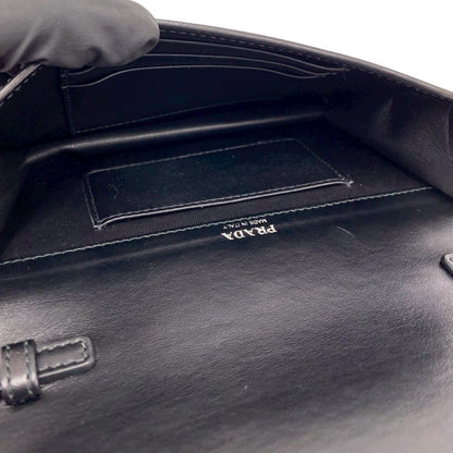 Prada Triangle Logo Nylon Leather 2-Way Chain Shoulder Bag Black — view 9