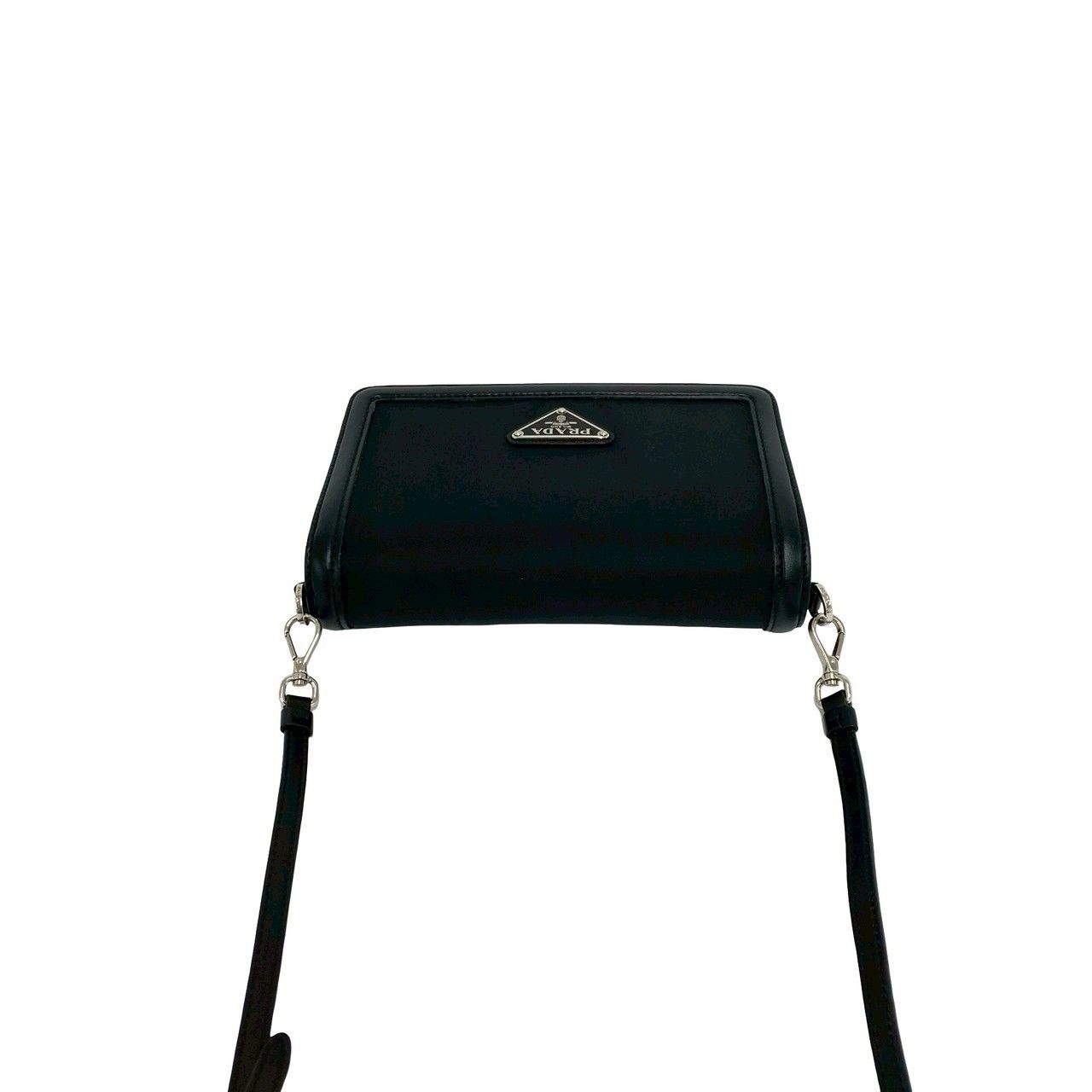 Prada Triangle Logo Nylon Leather 2-Way Chain Shoulder Bag Black — view 4