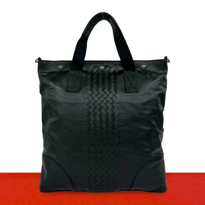 Bottega Veneta Intrecciato Leather Tote Business Black
