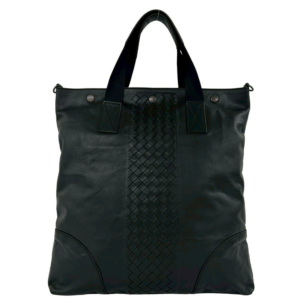 Bottega Veneta Intrecciato Leather Tote Business Black — view 3