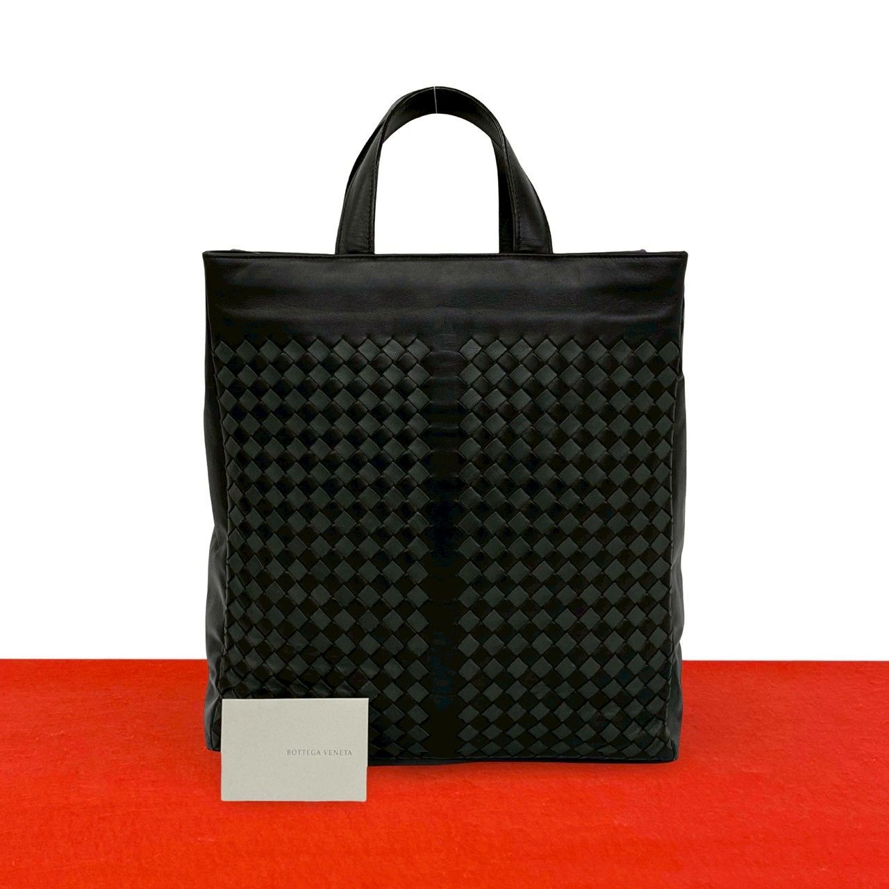 Bottega Veneta Intrecciato Leather Tote Business Black