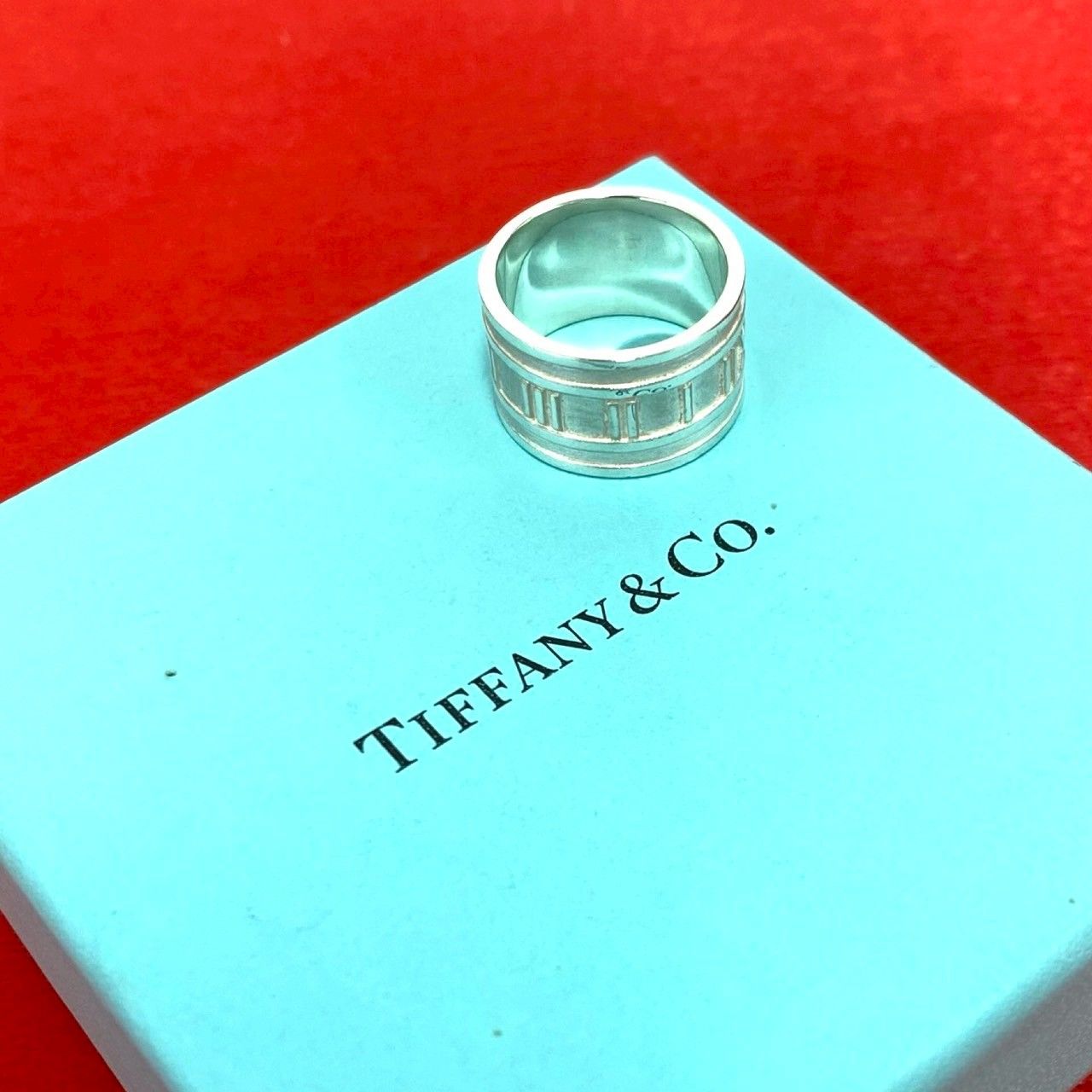 Tiffany & Co Box Atlas Wide Ring 925 Sterling Silver No 10