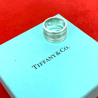 Tiffany & Co Box Atlas Wide Ring 925 Sterling Silver No 10
