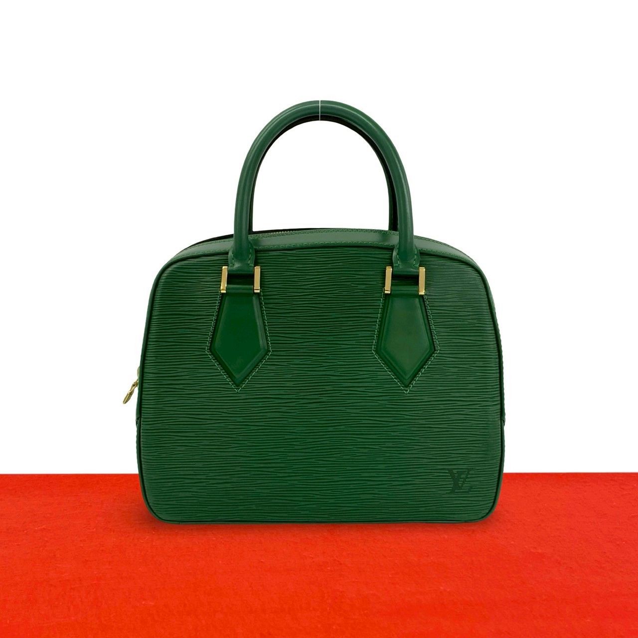Louis Vuitton Vintage Sa Blanc Epi Leather Mini Boston Bag Borneo Green