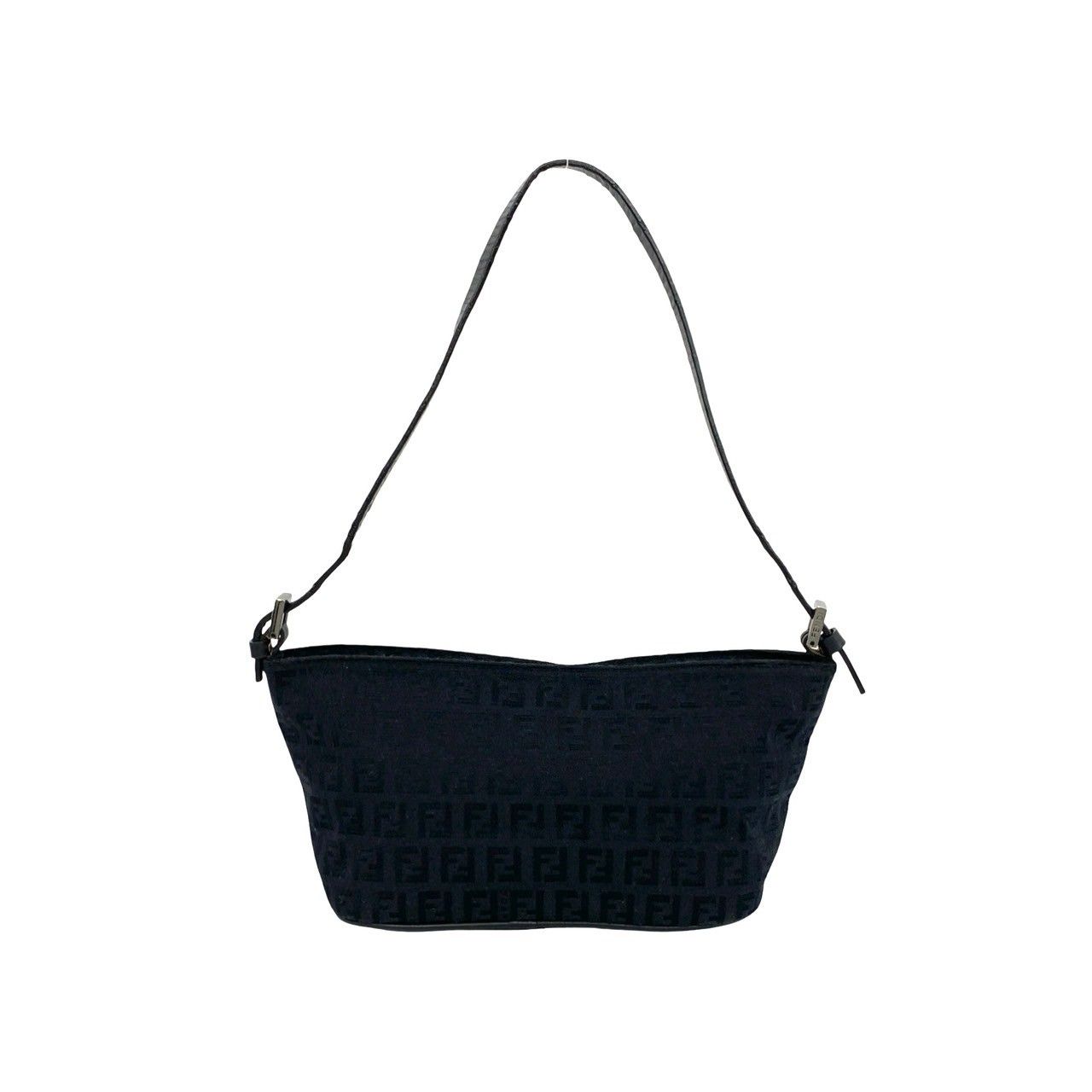 Fendi Zucchino Pattern Canvas Leather Shoulder Bag Pouch Black — view 3