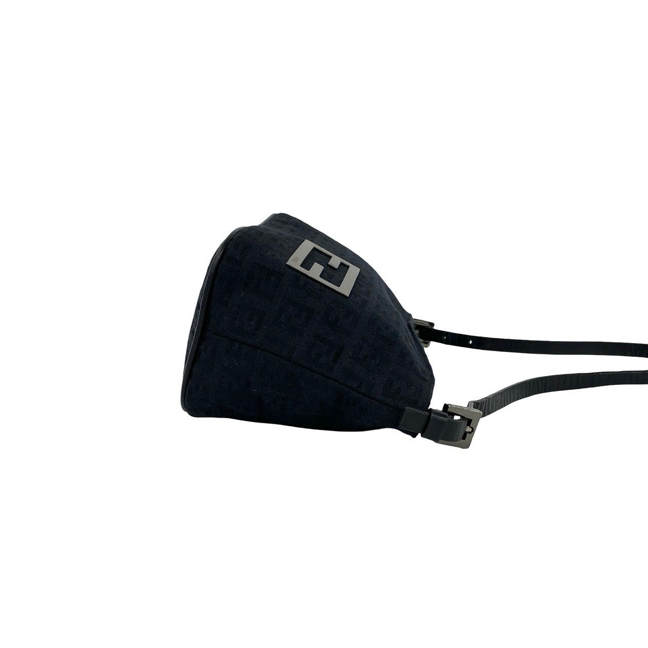 Fendi Zucchino Pattern Canvas Leather Shoulder Bag Pouch Black — view 6