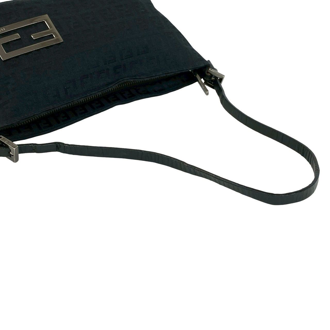 Fendi Zucchino Pattern Canvas Leather Shoulder Bag Pouch Black — view 4