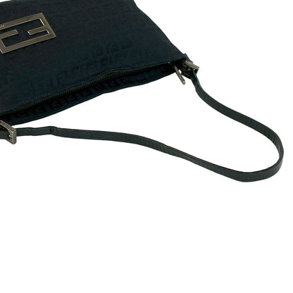 Fendi Zucchino Pattern Canvas Leather Shoulder Bag Pouch Black — view 4