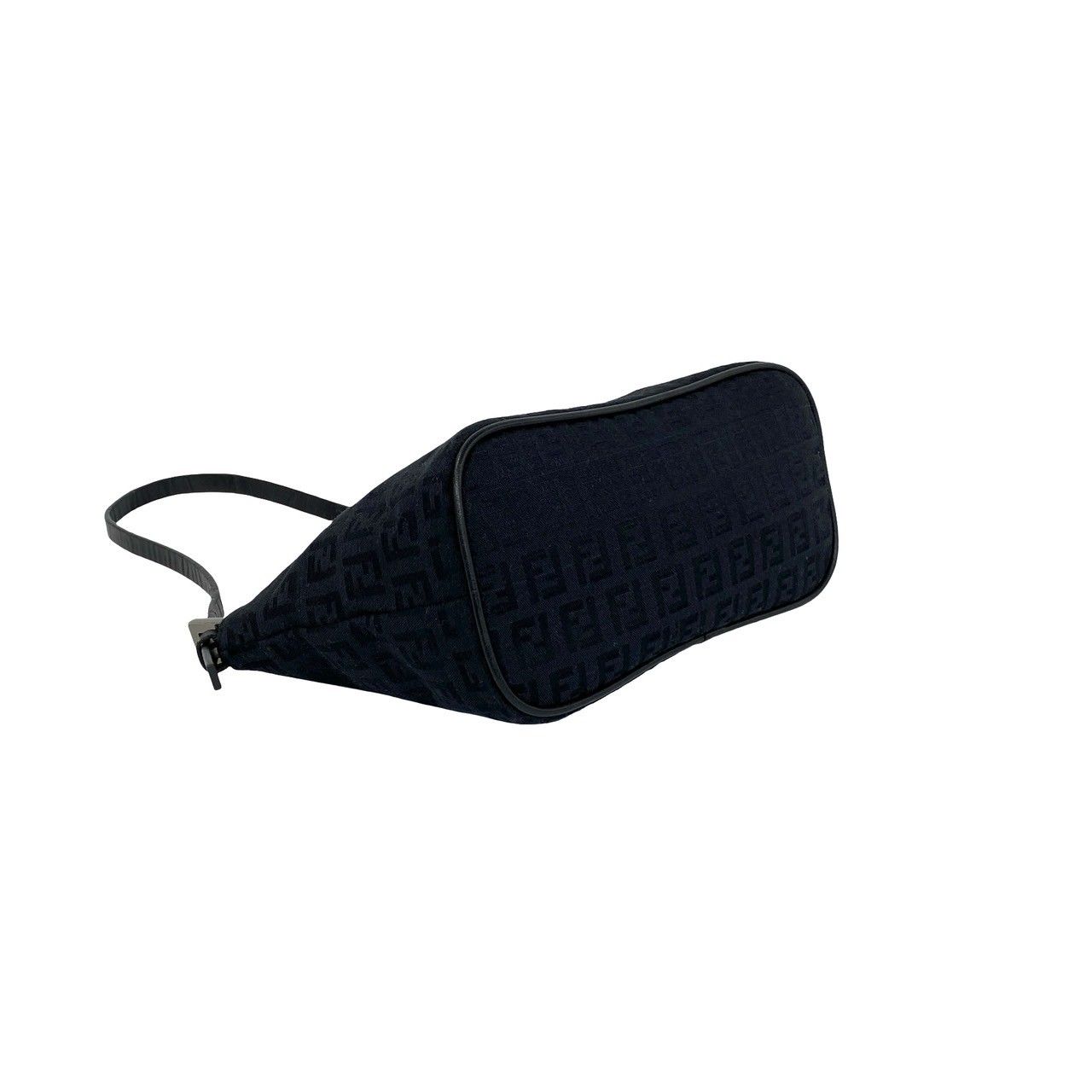 Fendi Zucchino Pattern Canvas Leather Shoulder Bag Pouch Black — view 7