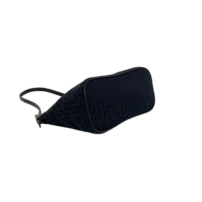 Fendi Zucchino Pattern Canvas Leather Shoulder Bag Pouch Black — view 7