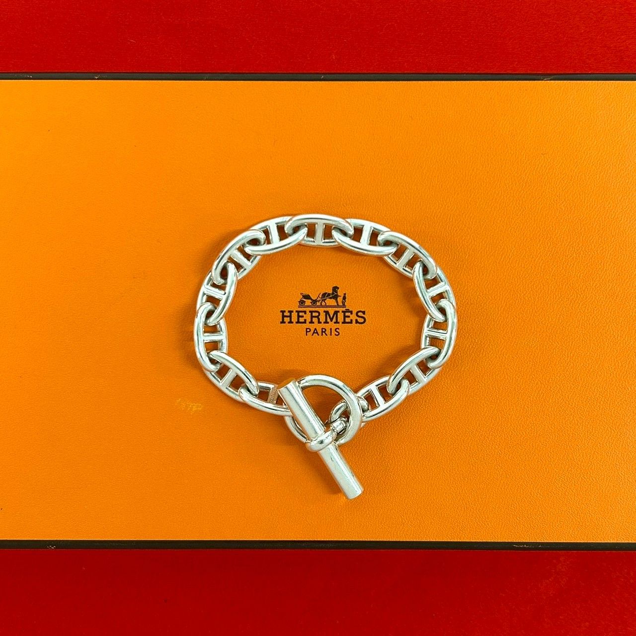 Hermes Chaine D'ancre GM 13 Pieces 925 Sterling Silver Bracelet Chain