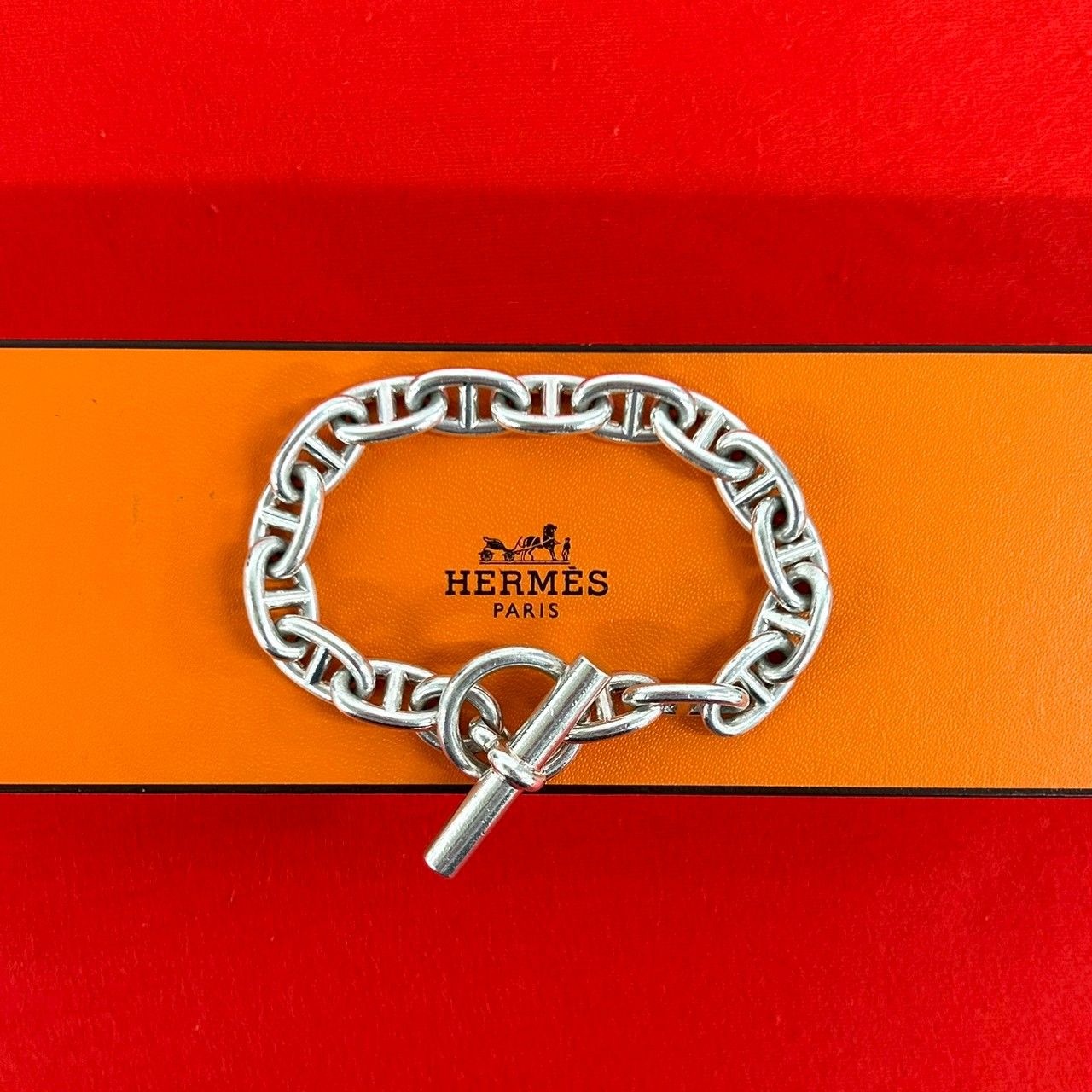 Hermes Chaine D'ancre MM 16 Pieces 925 Sterling Silver Bracelet Chain 0423