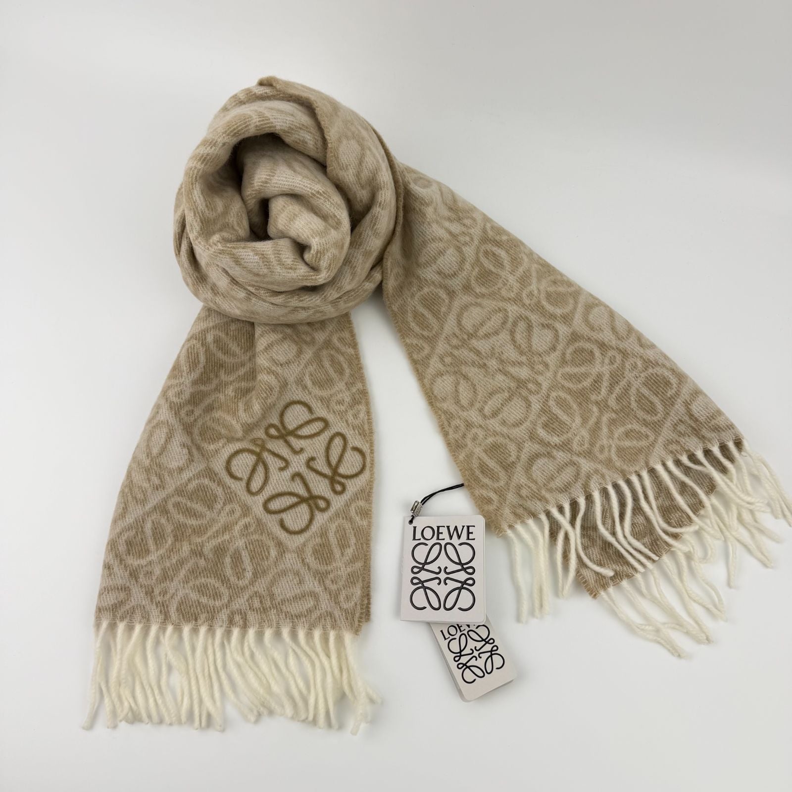 Loewe Anagram Beige le Cashmere Vintage Scarf