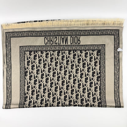 Dior le Shawl Black Beige Cashmere Silk Vintage Scarf — view 8